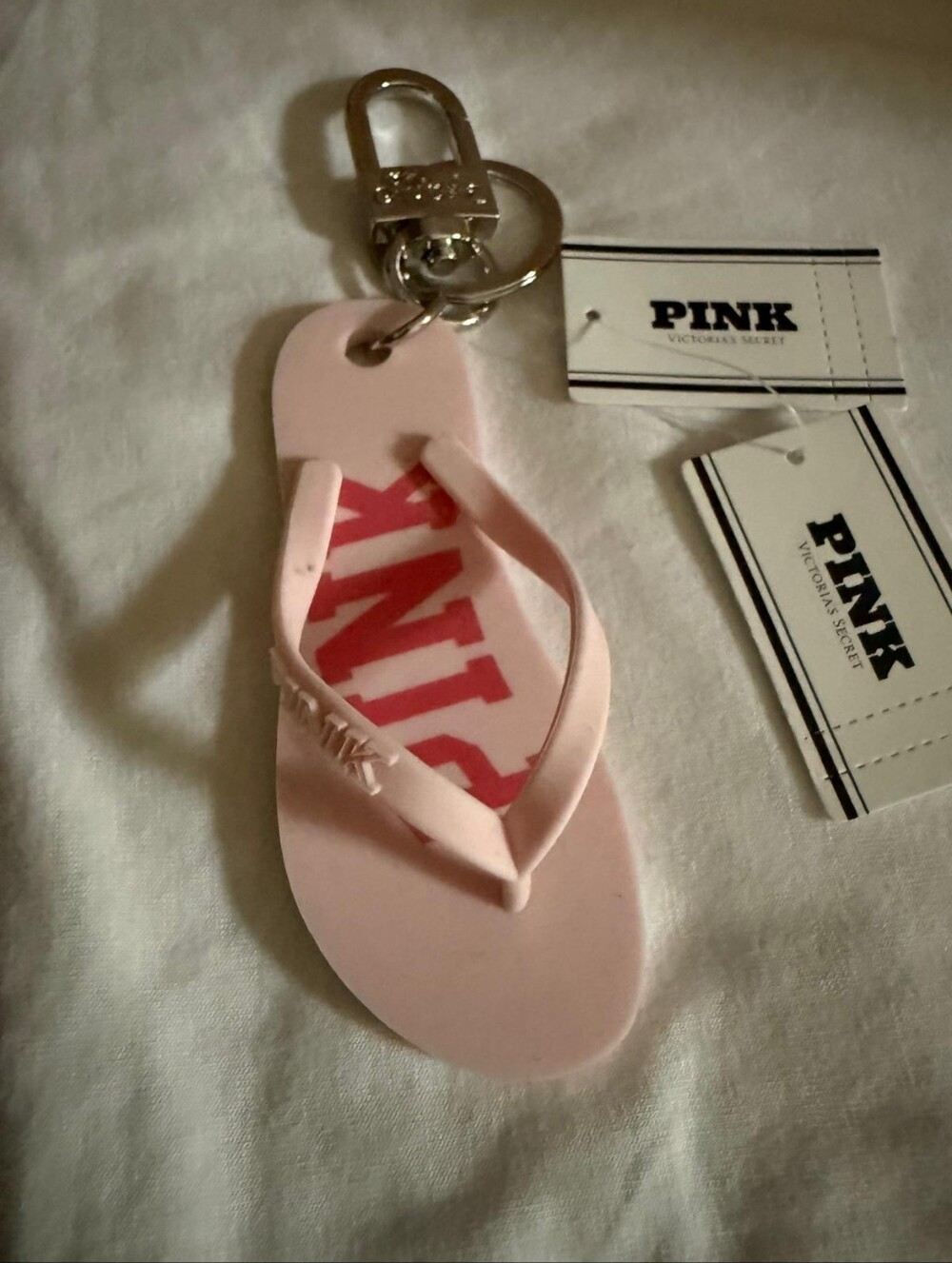 PINK Victoria's Secret Pale Pink Flip Flop Key & Card Holder